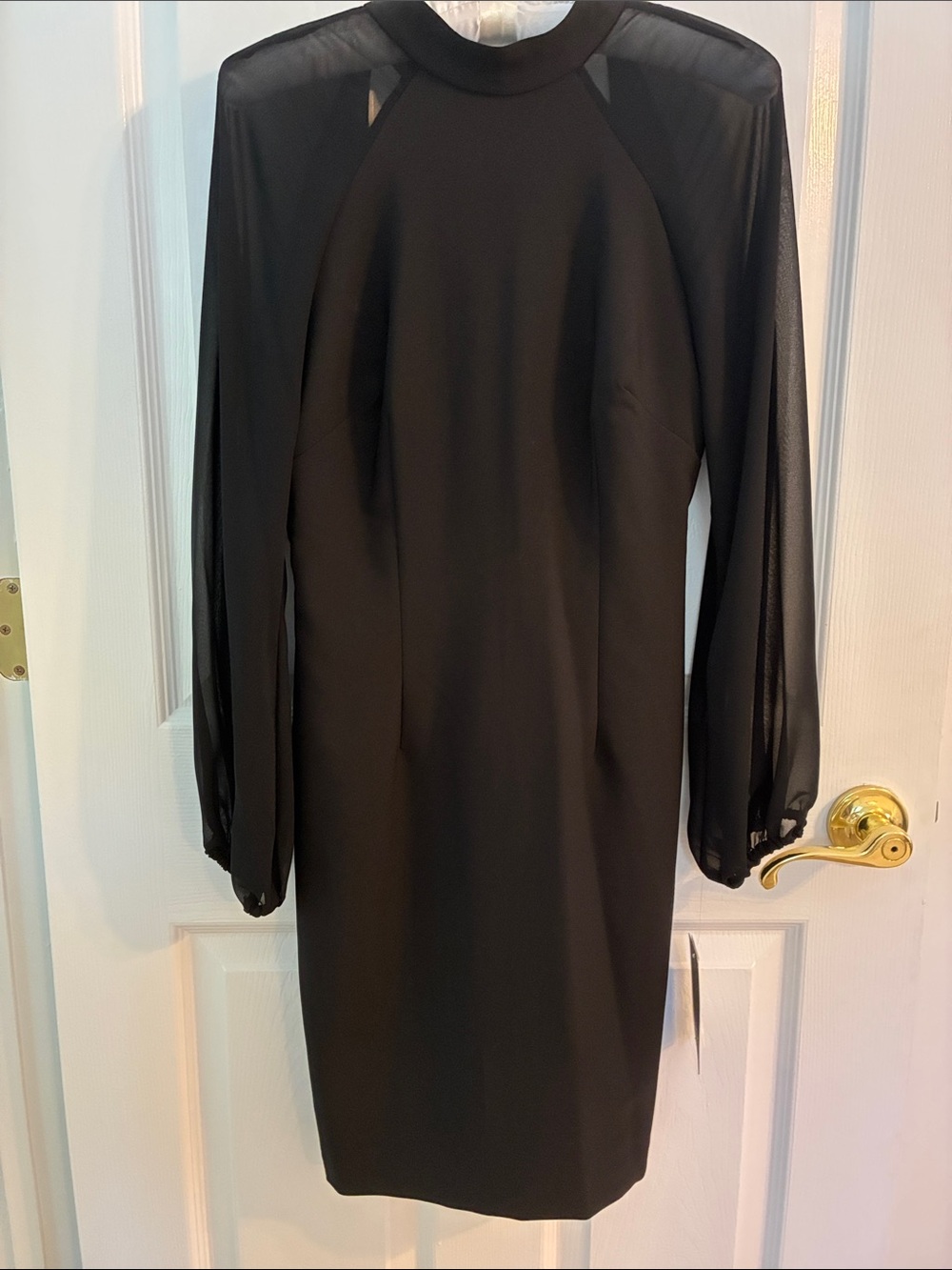 Aidan Mattox Stunning Black Long-Sheer Sleeve Cocktail Dress